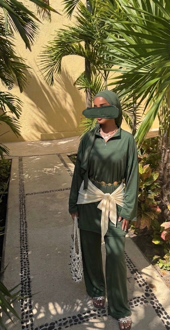 Burkini à zip - Kaki