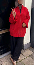 GILET TORSADÉ A ZIP - ROUGE