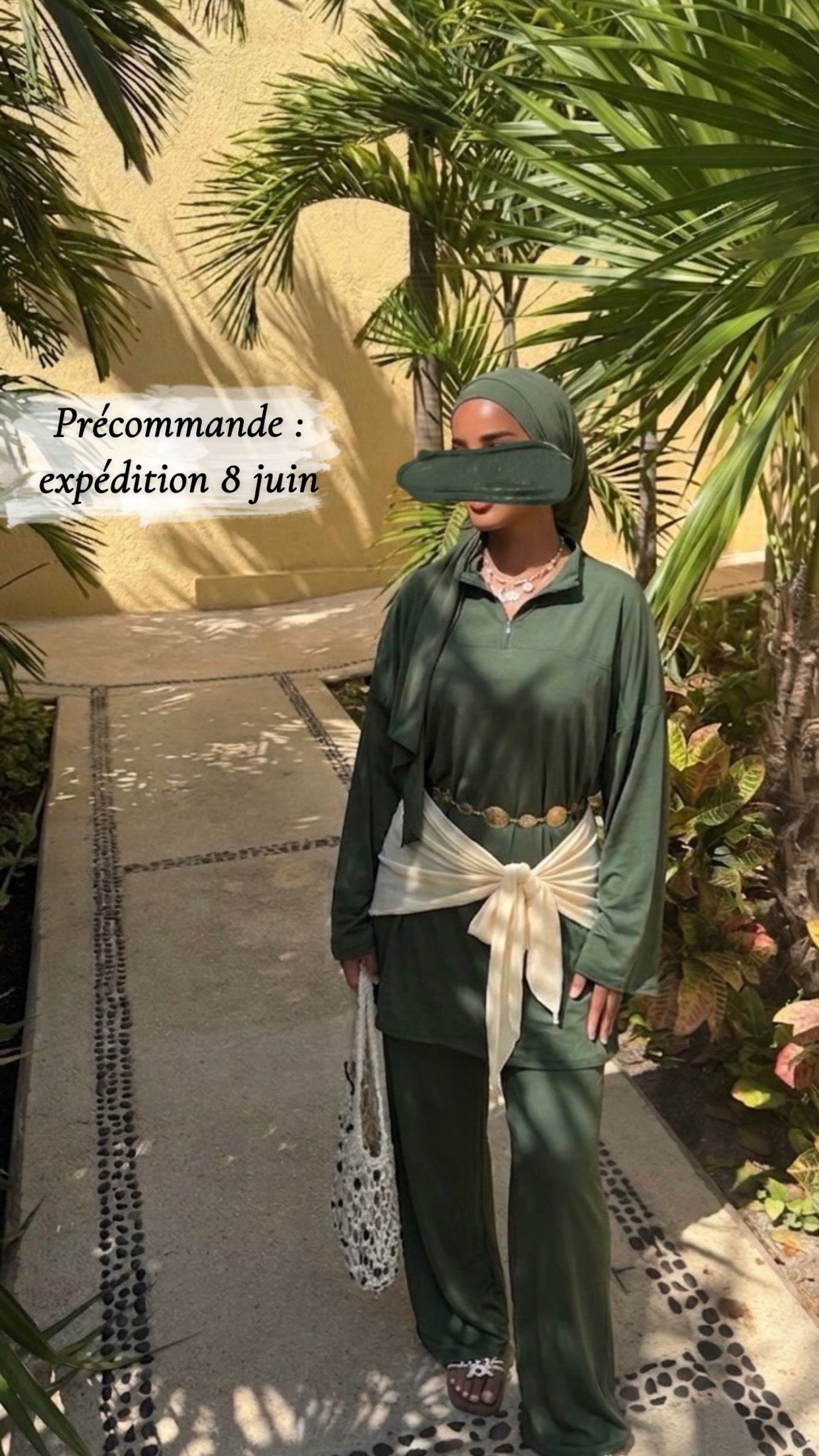 Burkini à zip - Kaki
