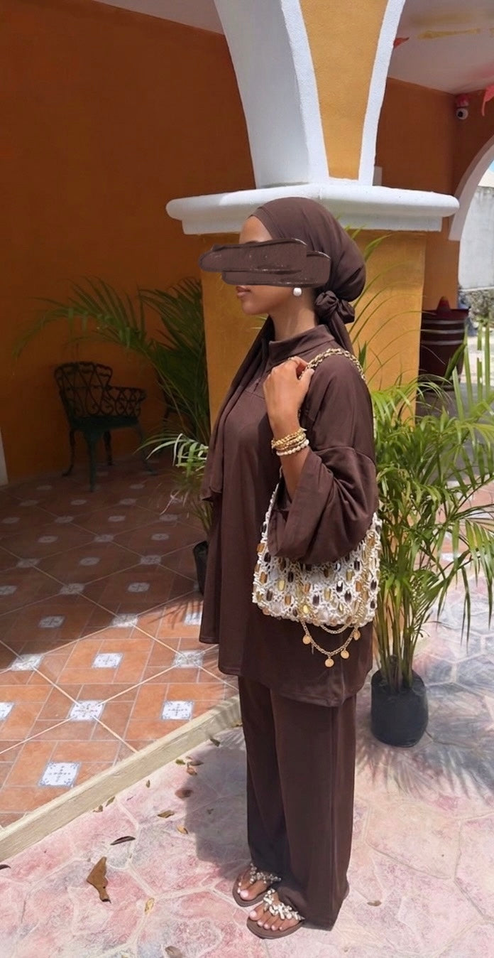 Burkini with zip - Brown